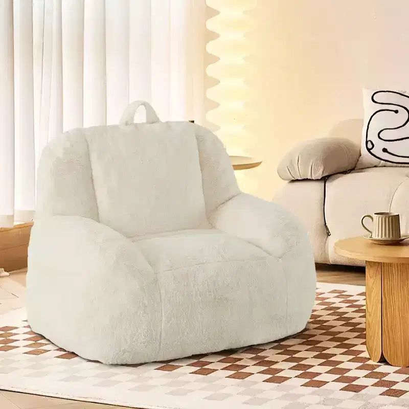 Pouf géant en fausse fourrure pour adultes, avec poignée, canapé de sol rembourré, siège de salon confortable pour la maison