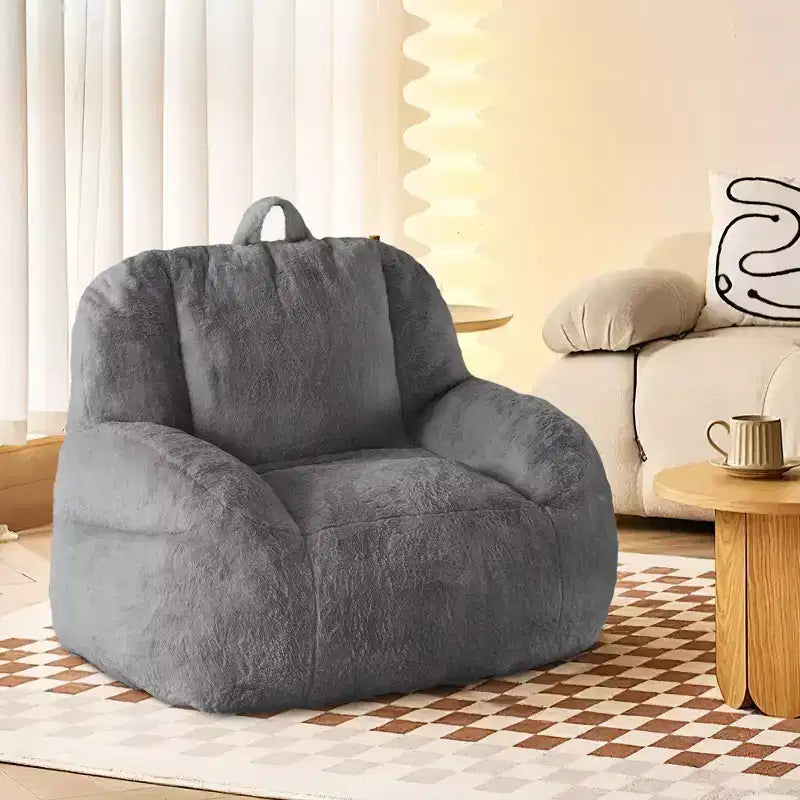 Pouf géant en fausse fourrure pour adultes, avec poignée, canapé de sol rembourré, siège de salon confortable pour la maison