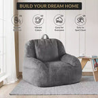 Pouf géant en fausse fourrure pour adultes, avec poignée, canapé de sol rembourré, siège de salon confortable pour la maison