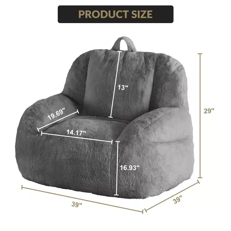 Pouf géant en fausse fourrure pour adultes, avec poignée, canapé de sol rembourré, siège de salon confortable pour la maison