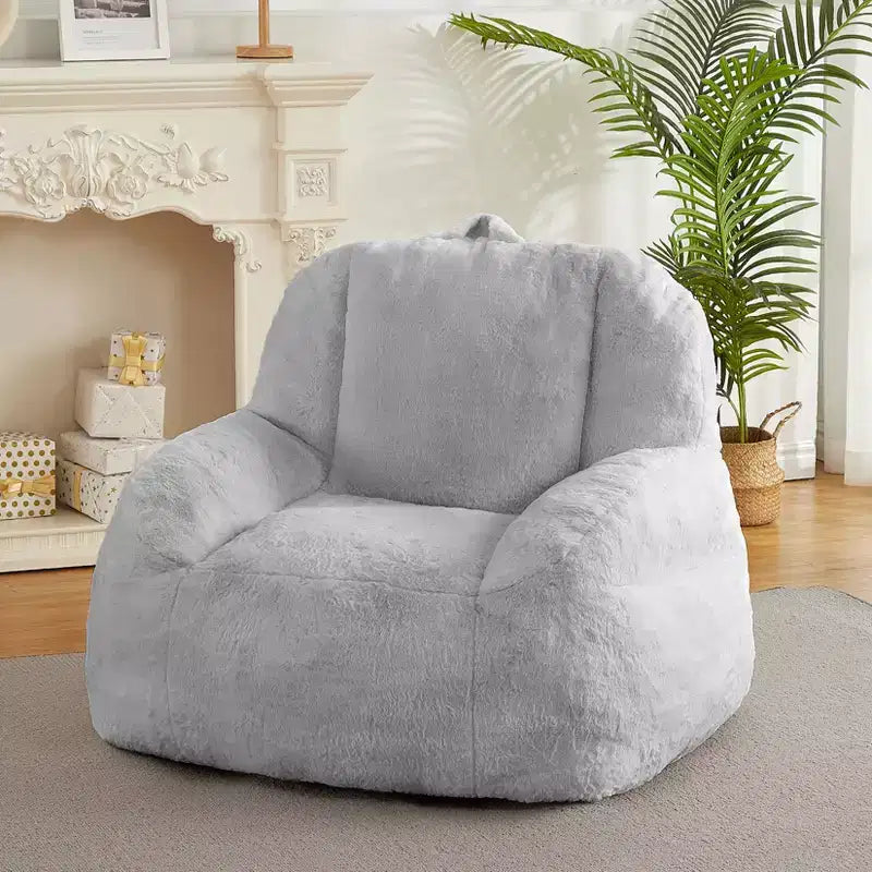 Pouf géant en fausse fourrure pour adultes, avec poignée, canapé de sol rembourré, siège de salon confortable pour la maison