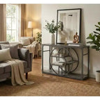COZONY Table console en forme de O de 55" avec 5 niveaux de rangement, table de canapé étroite industrielle pour couloir, salon, foyer