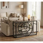 COZONY Table console en forme de O de 55" avec 5 niveaux de rangement, table de canapé étroite industrielle pour couloir, salon, foyer