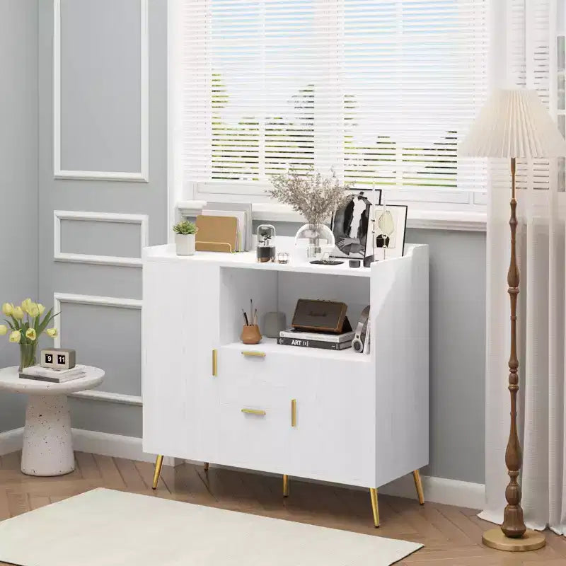 Lot de 2 buffets, buffet de rangement de 101,6 cm avec tiroirs, étagères et portes, meuble de bar à café moderne en bois