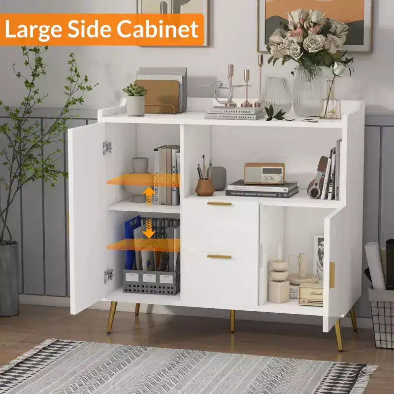 Lot de 2 buffets, buffet de rangement de 101,6 cm avec tiroirs, étagères et portes, meuble de bar à café moderne en bois