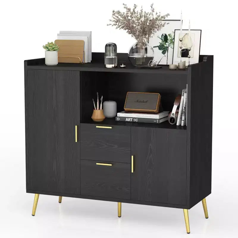 2 pack Buffet Cabinet, 40 in Sideboard Storage Cabinet with Drawers, Shelves & Doors, Modern Wood Coffee Bar Station