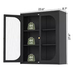 Meuble haut de salle de bain Bekrvio avec portes cannelées, étagères réglables, meuble de rangement mural en métal avec portes en verre, à installer au-dessus des toilettes pour cuisine, buanderie