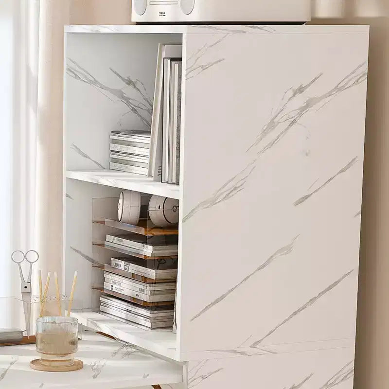 Coiffeuse compacte avec miroir LED, 2 grands tiroirs, 3 modes d'éclairage, Blanche