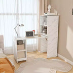 Coiffeuse compacte avec miroir LED, 2 grands tiroirs, 3 modes d'éclairage, Blanche
