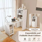 Coiffeuse compacte avec miroir LED, 2 grands tiroirs, 3 modes d'éclairage, Blanche