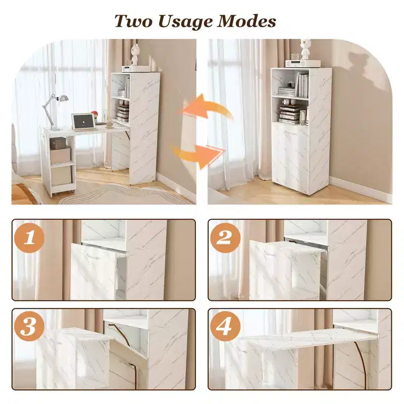 Coiffeuse compacte avec miroir LED, 2 grands tiroirs, 3 modes d'éclairage, Blanche