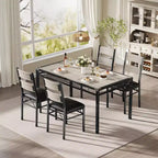 Ensemble de table à manger peu encombrant en MDF avec base en fer et chaises gigognes pour petite cuisine, appartement ou coin petit-déjeuner