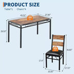 Ensemble de table à manger peu encombrant en MDF avec base en fer et chaises gigognes pour petite cuisine, appartement ou coin petit-déjeuner