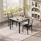 Ensemble de table à manger peu encombrant en MDF avec base en fer et chaises gigognes pour petite cuisine, appartement ou coin petit-déjeuner