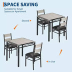 Ensemble de table à manger peu encombrant en MDF avec base en fer et chaises gigognes pour petite cuisine, appartement ou coin petit-déjeuner