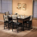 Ensemble de table à manger peu encombrant en MDF avec base en fer et chaises gigognes pour petite cuisine, appartement ou coin petit-déjeuner