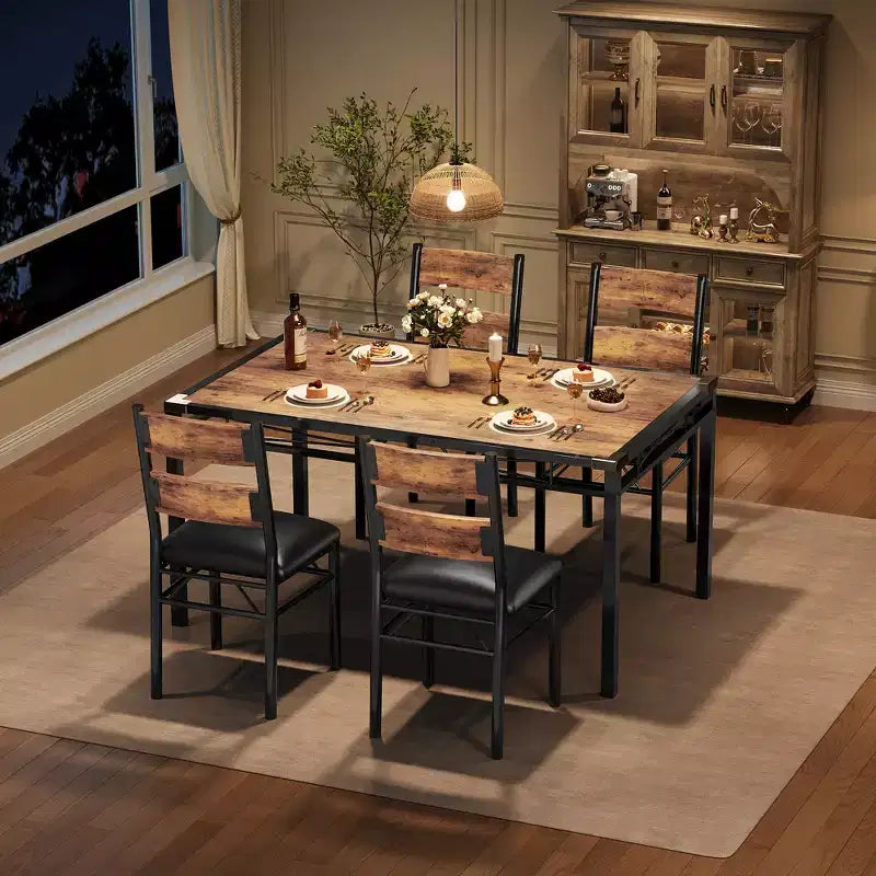 Ensemble de table à manger peu encombrant en MDF avec base en fer et chaises gigognes pour petite cuisine, appartement ou coin petit-déjeuner