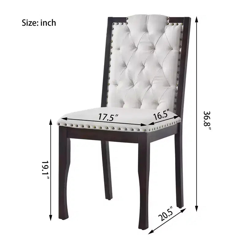 Chaises de salle à manger capitonnées GDFStudio Ziegler avec dossier haut capitonné à losanges et pieds en bois massif (lot de 4)