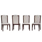 Chaises de salle à manger capitonnées GDFStudio Ziegler avec dossier haut capitonné à losanges et pieds en bois massif (lot de 4)