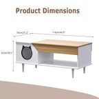 Table basse niche pour chat avec rangement, table centrale moderne style ferme 2 en 1 et condo pour chat pour salon