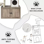 Meuble cache-litière pour chat en bois à plusieurs niveaux avec poteau à griffer et grotte pour chat, Meuble cache-litière pour chat avec poteau à griffer en sisal, Coin douillet