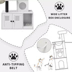 Meuble cache-litière pour chat en bois à plusieurs niveaux avec poteau à griffer et grotte pour chat, Meuble cache-litière pour chat avec poteau à griffer en sisal, Coin douillet