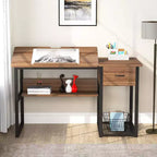 Table à dessin Lantine Premium avec tiroirs de rangement, table d'artiste avec étagères et plateau inclinable pour bureau à domicile
