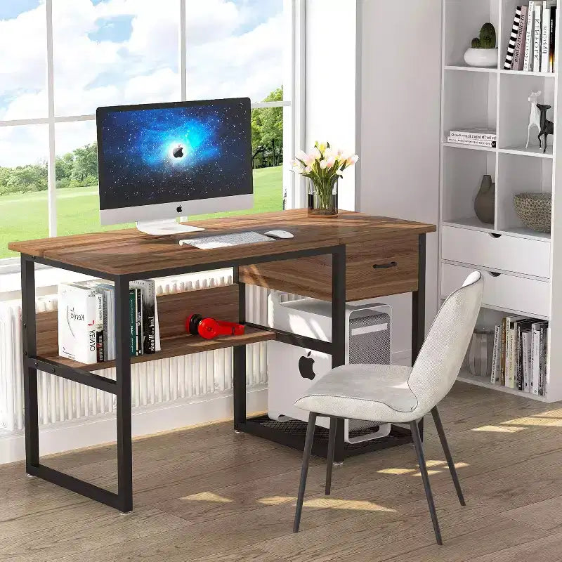 Table à dessin Lantine Premium avec tiroirs de rangement, table d'artiste avec étagères et plateau inclinable pour bureau à domicile