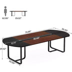Table de conférence Lantine 6 pieds, grande table de réunion ovale moderne pour séminaire, bureau Noyer et noir