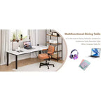 Table à manger 78.7 Wave Edge - Plateau en MDF avec cadre en métal, pour 6 à 8 personnes, idéale pour la cuisine/salle à manger