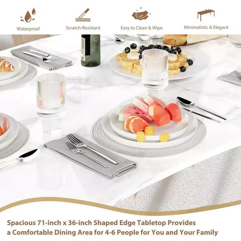 Table à manger 78.7 Wave Edge - Plateau en MDF avec cadre en métal, pour 6 à 8 personnes, idéale pour la cuisine/salle à manger