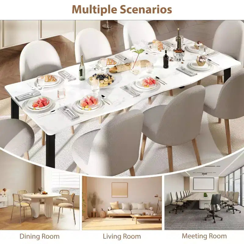 Table à manger 78.7 Wave Edge - Plateau en MDF avec cadre en métal, pour 6 à 8 personnes, idéale pour la cuisine/salle à manger