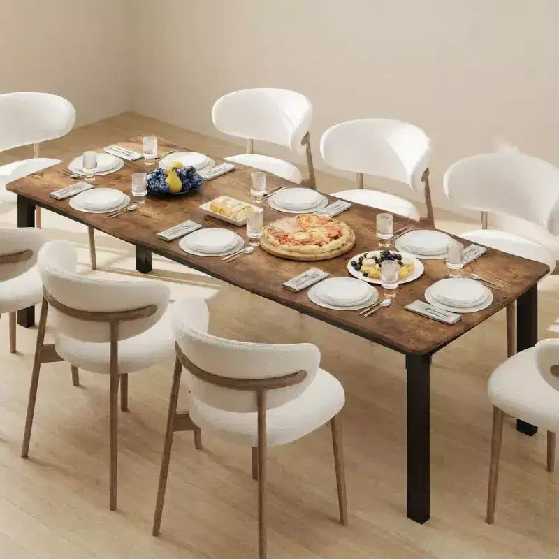 Table à manger 78.7 Wave Edge - Plateau en MDF avec cadre en métal, pour 6 à 8 personnes, idéale pour la cuisine/salle à manger