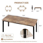Table à manger 78.7 Wave Edge - Plateau en MDF avec cadre en métal, pour 6 à 8 personnes, idéale pour la cuisine/salle à manger