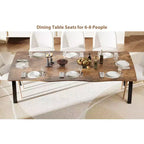 Table à manger 78.7 Wave Edge - Plateau en MDF avec cadre en métal, pour 6 à 8 personnes, idéale pour la cuisine/salle à manger