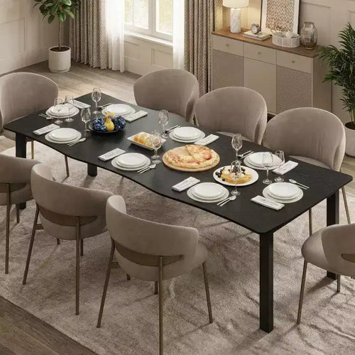 Table à manger 78.7 Wave Edge - Plateau en MDF avec cadre en métal, pour 6 à 8 personnes, idéale pour la cuisine/salle à manger