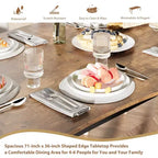 Table à manger 78.7 Wave Edge - Plateau en MDF avec cadre en métal, pour 6 à 8 personnes, idéale pour la cuisine/salle à manger