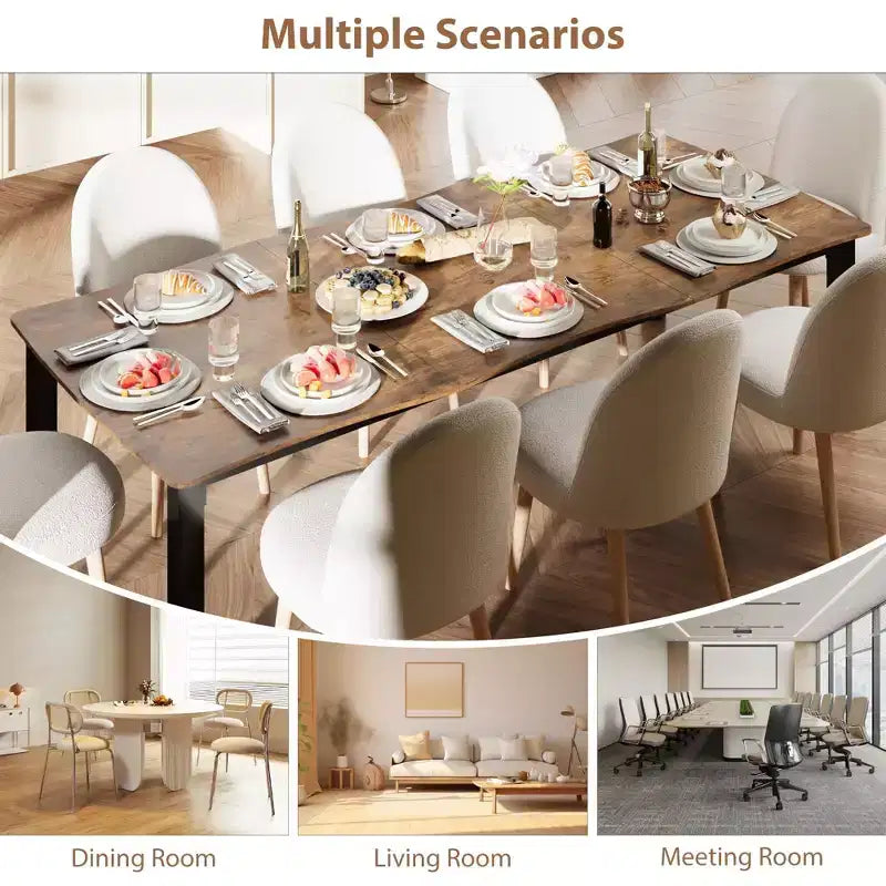Table à manger 78.7 Wave Edge - Plateau en MDF avec cadre en métal, pour 6 à 8 personnes, idéale pour la cuisine/salle à manger