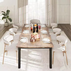 Table à manger 78.7 Wave Edge - Plateau en MDF avec cadre en métal, pour 6 à 8 personnes, idéale pour la cuisine/salle à manger