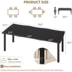Table à manger 78.7 Wave Edge - Plateau en MDF avec cadre en métal, pour 6 à 8 personnes, idéale pour la cuisine/salle à manger