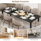 Table à manger 78.7 Wave Edge - Plateau en MDF avec cadre en métal, pour 6 à 8 personnes, idéale pour la cuisine/salle à manger