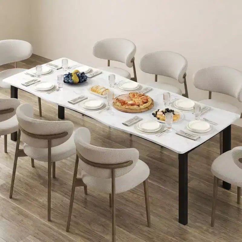 Table à manger 78.7 Wave Edge - Plateau en MDF avec cadre en métal, pour 6 à 8 personnes, idéale pour la cuisine/salle à manger