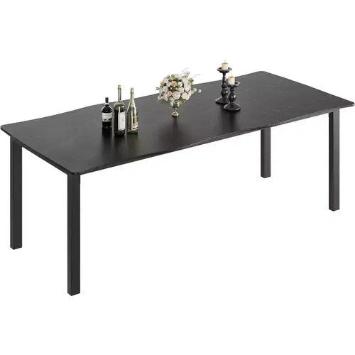 78.7 Wave Edge Dining Table - MDF Top with Metal Frame, Seats 6-8, Perfect for Kitchen/Dining Room