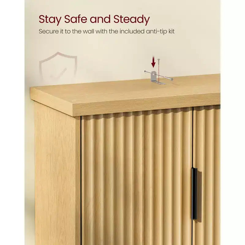 VASAGLE Collection MAXE - Meuble de rangement WC, organiseur de salle de bain moderne du milieu du siècle de 60 cm de large avec portes cannelées