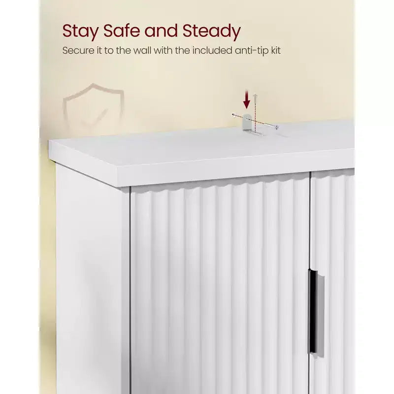 VASAGLE Collection MAXE - Meuble de rangement WC, organiseur de salle de bain moderne du milieu du siècle de 60 cm de large avec portes cannelées