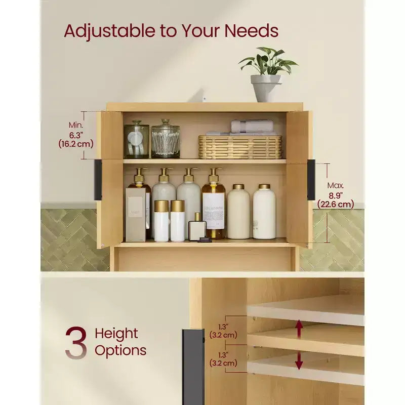 VASAGLE Collection MAXE - Meuble de rangement WC, organiseur de salle de bain moderne du milieu du siècle de 60 cm de large avec portes cannelées