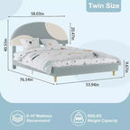 Lit enfant avec tête de lit capitonnée, design en forme d'arche, lit plateforme mignonne de princesse pour filles/garçons, support à lattes en bois