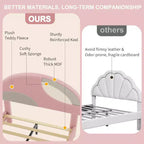 Lit enfant avec tête de lit capitonnée, design en forme d'arche, lit plateforme mignonne de princesse pour filles/garçons, support à lattes en bois