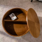 Table basse ronde ModernLuxe rétro avec rangement dissimulé, table d'appoint de salon en bois de style Mid-Century