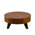 Table basse ronde ModernLuxe rétro avec rangement dissimulé, table d'appoint de salon en bois de style Mid-Century